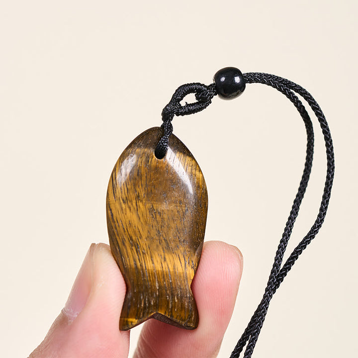 Collana con ciondolo Buddha Stones Koi Fish, cristallo rosa, agata indiana, ametista, topazio, diaspro rosso, calore e successo - image 31