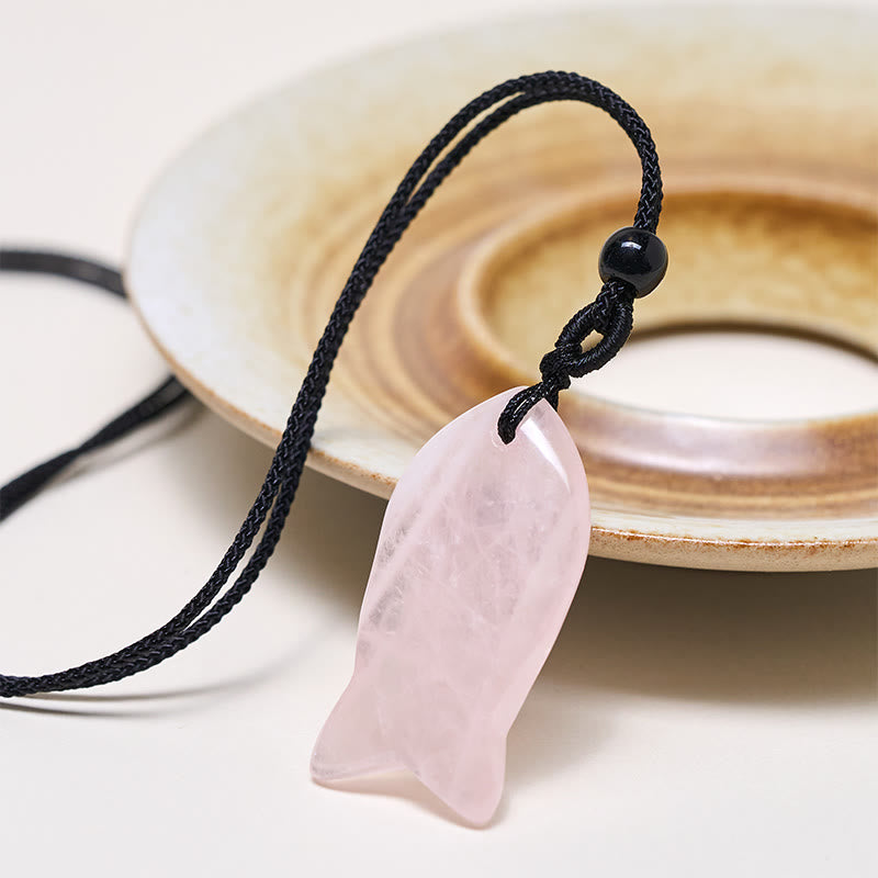 Collana con ciondolo Buddha Stones Koi Fish, cristallo rosa, agata indiana, ametista, topazio, diaspro rosso, calore e successo - image 3