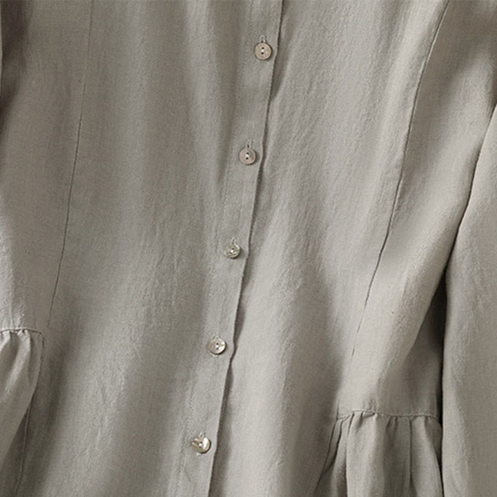 Buddha Stones Camicia da donna in cotone con bottoni, a maniche lunghe, modello patchwork semplice, stile pendolarismo autunnale - image 14