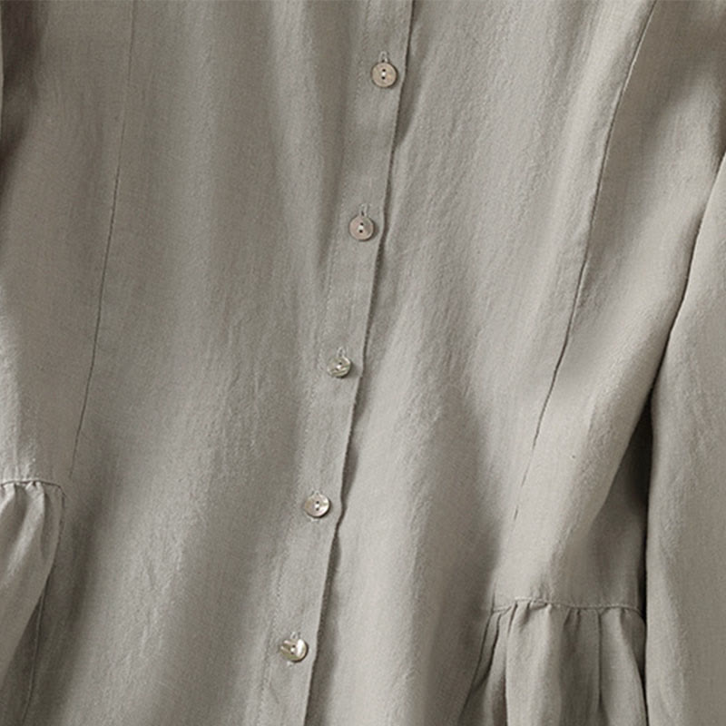 Buddha Stones Camicia da donna in cotone con bottoni, a maniche lunghe, modello patchwork semplice, stile pendolarismo autunnale - image 14