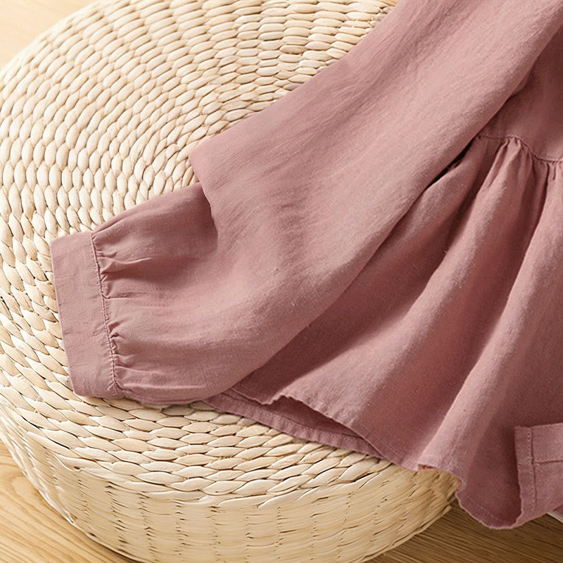 Buddha Stones Camicia da donna in cotone con bottoni, a maniche lunghe, modello patchwork semplice, stile pendolarismo autunnale - image 7