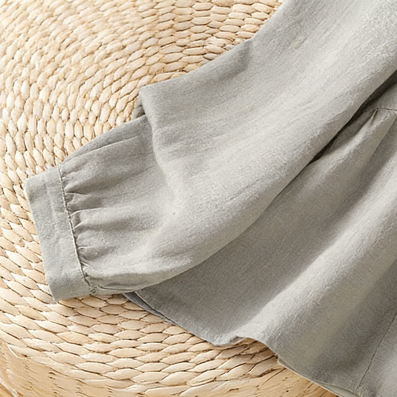 Buddha Stones Camicia da donna in cotone con bottoni, a maniche lunghe, modello patchwork semplice, stile pendolarismo autunnale - image 15