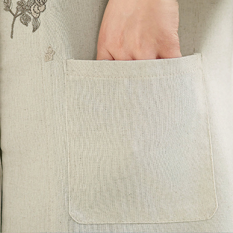 Buddha Stones Camicia da donna in cotone con maniche a tre quarti, motivo floreale ricamato e tasche - image 15