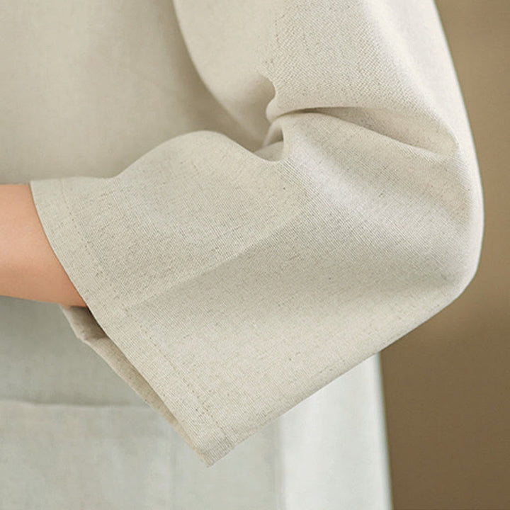 Buddha Stones Camicia da donna in cotone con maniche a tre quarti, motivo floreale ricamato e tasche - image 16