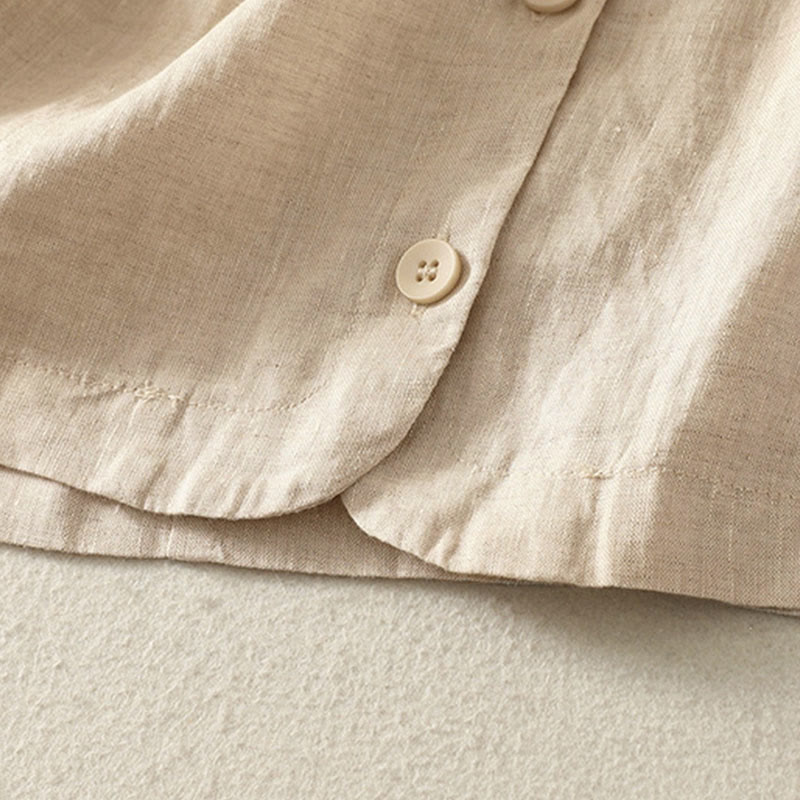 Buddha Stones Camicia da donna a maniche corte con scollo a V, tinta unita, design semplice, bottoni - image 10