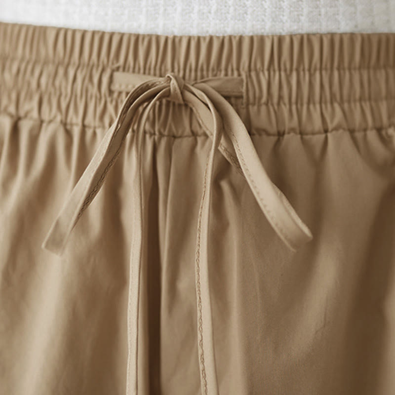 Buddha Stones Pantaloni Capri a gamba larga da donna con tasche e design laterale abbottonato semplice - image 22