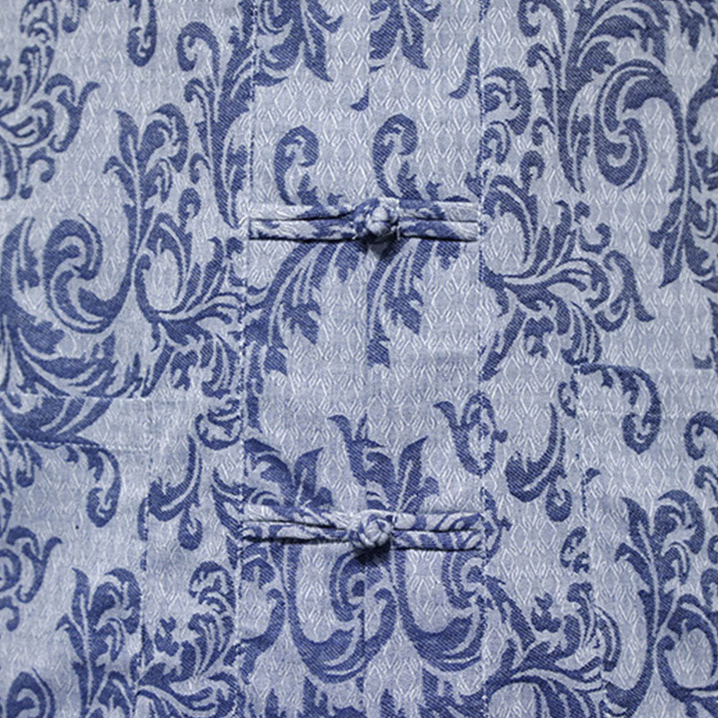 Buddha Stones Camicia a maniche corte da uomo con tasche e bottoni a rana, modello estivo floreale con motivo a vite - image 12