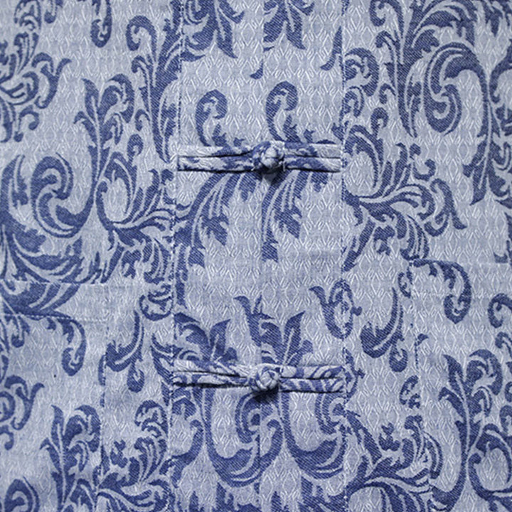 Buddha Stones Camicia a maniche corte da uomo con tasche e bottoni a rana, modello estivo floreale con motivo a vite - image 12