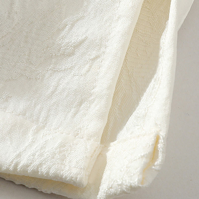 Buddha Stones Camicia da uomo in cotone a mezza manica con bottoni e motivo Bagua in jacquard testurizzato - image 7