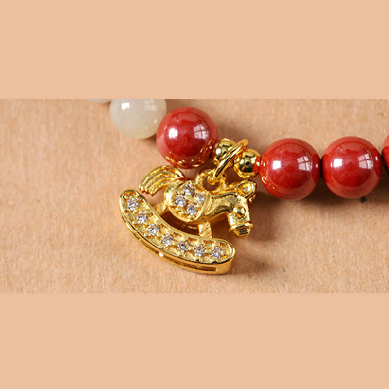 Buddha Stones Braccialetto di concentrazione in giada di Hetian, rame e cinabro dell'anno del cavallo - image 18