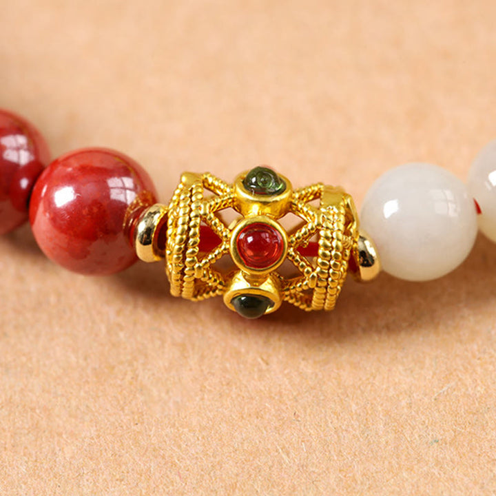 Buddha Stones Braccialetto di concentrazione in giada di Hetian, rame e cinabro dell'anno del cavallo - image 16