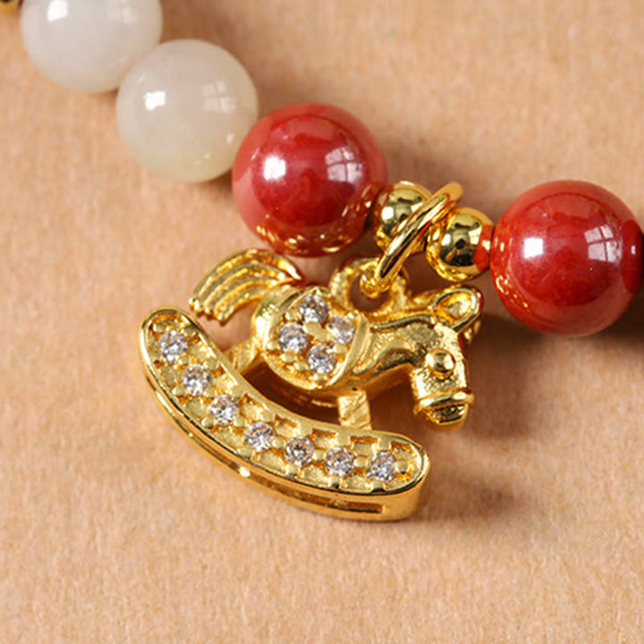 Buddha Stones Braccialetto di concentrazione in giada di Hetian, rame e cinabro dell'anno del cavallo - image 17