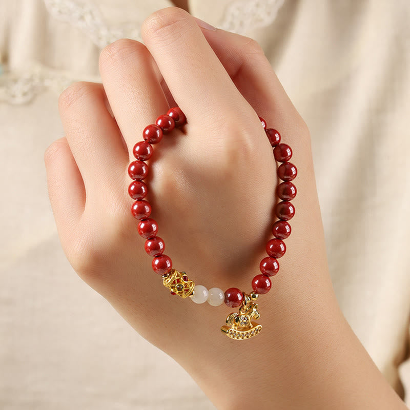 Buddha Stones Braccialetto di concentrazione in giada di Hetian, rame e cinabro dell'anno del cavallo - image 15