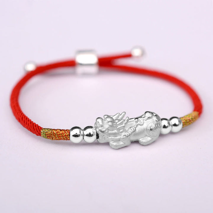 Braccialetto Buddha Stones PiXiu Luck Red String placcato oro 24K - Cordino rosso (argento) (circonferenza polso 12-19 cm) - Argento Sterling 999 - image 15