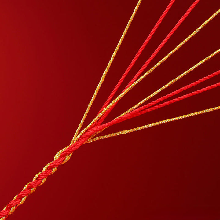 Buddha Stones Braccialetto portafortuna con cinque monete dell'imperatore in corda rossa dell'anno del cavallo - image 3