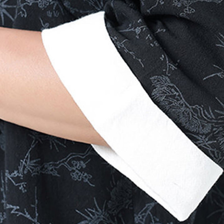 Buddha Stones Camicia da uomo in cotone con maniche corte, bottoni a rana e tasche, modello Summer Crane Pine Tree Tang Suit - image 5