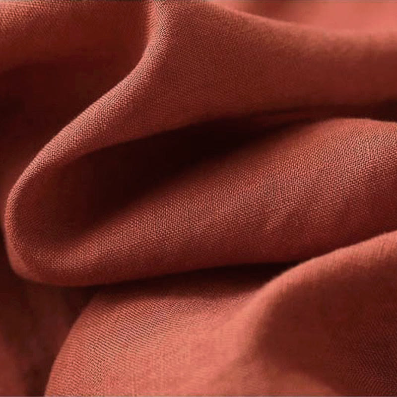 Camicia da donna in cotone e lino a maniche lunghe con ricamo floreale retrò Buddha Stones - image 8