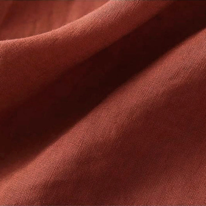 Camicia da donna in cotone e lino a maniche lunghe con ricamo floreale retrò Buddha Stones - image 6