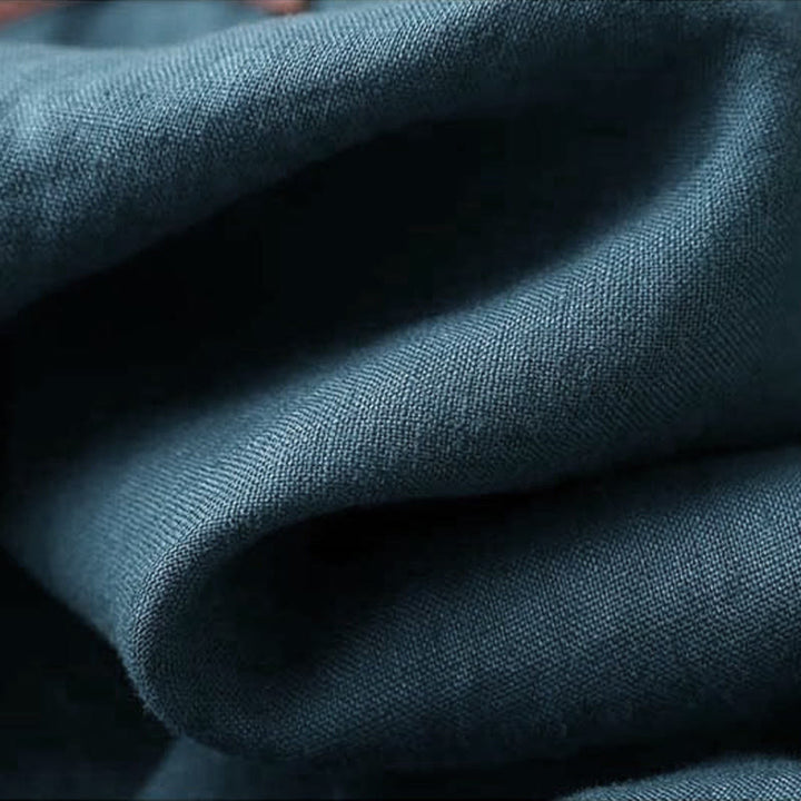 Camicia da donna in cotone e lino a maniche lunghe con ricamo floreale retrò Buddha Stones - image 13