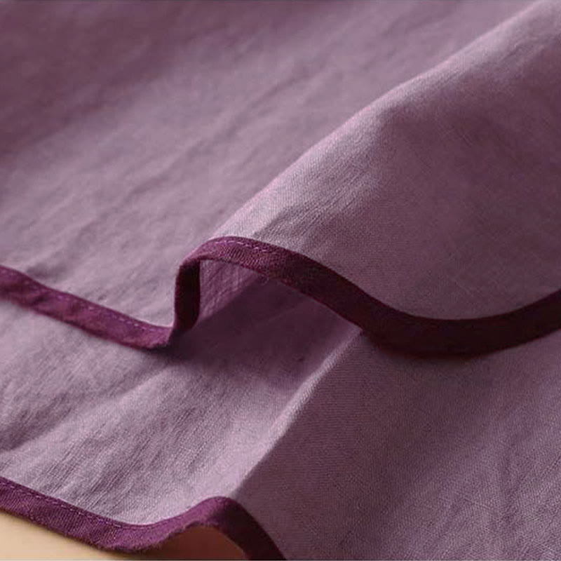 Camicia da donna in cotone e lino a maniche lunghe con ricamo floreale retrò Buddha Stones - image 19