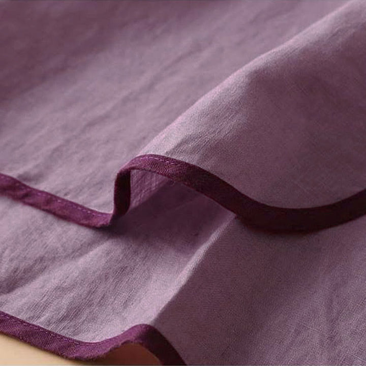 Camicia da donna in cotone e lino a maniche lunghe con ricamo floreale retrò Buddha Stones - image 19