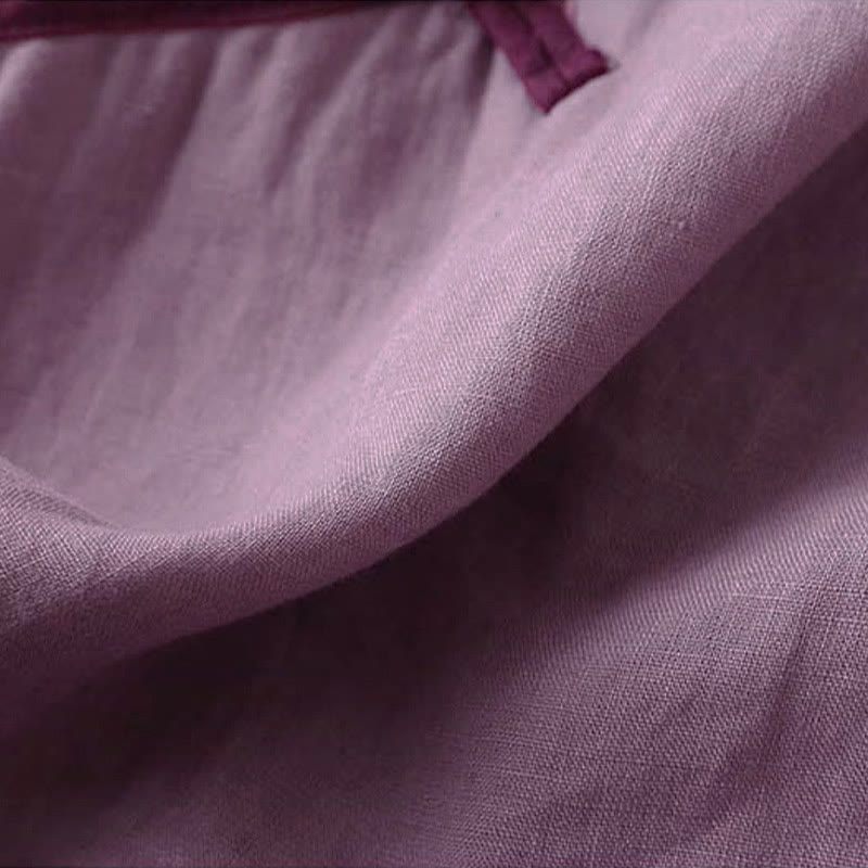 Camicia da donna in cotone e lino a maniche lunghe con ricamo floreale retrò Buddha Stones - image 19