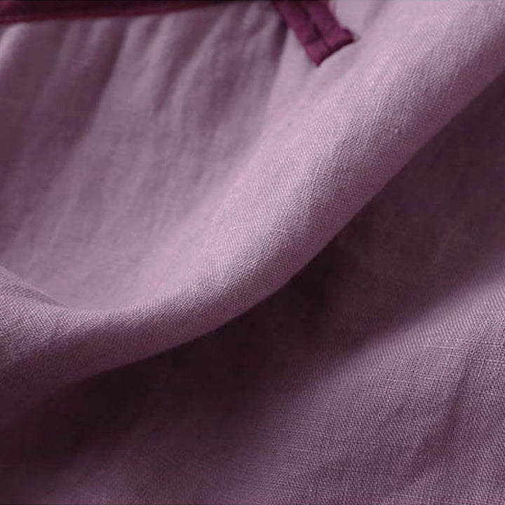 Camicia da donna in cotone e lino a maniche lunghe con ricamo floreale retrò Buddha Stones - image 19