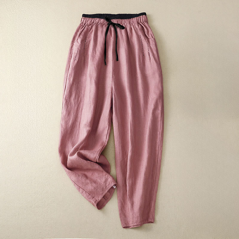 Buddha Stones Pantaloni harem da donna con tasche, lunghezza 7-8, con design color blocking, modello Commute - Corallo chiaro - US8-10, UK/AU12-14, EU40-42 (2XL) - image 16