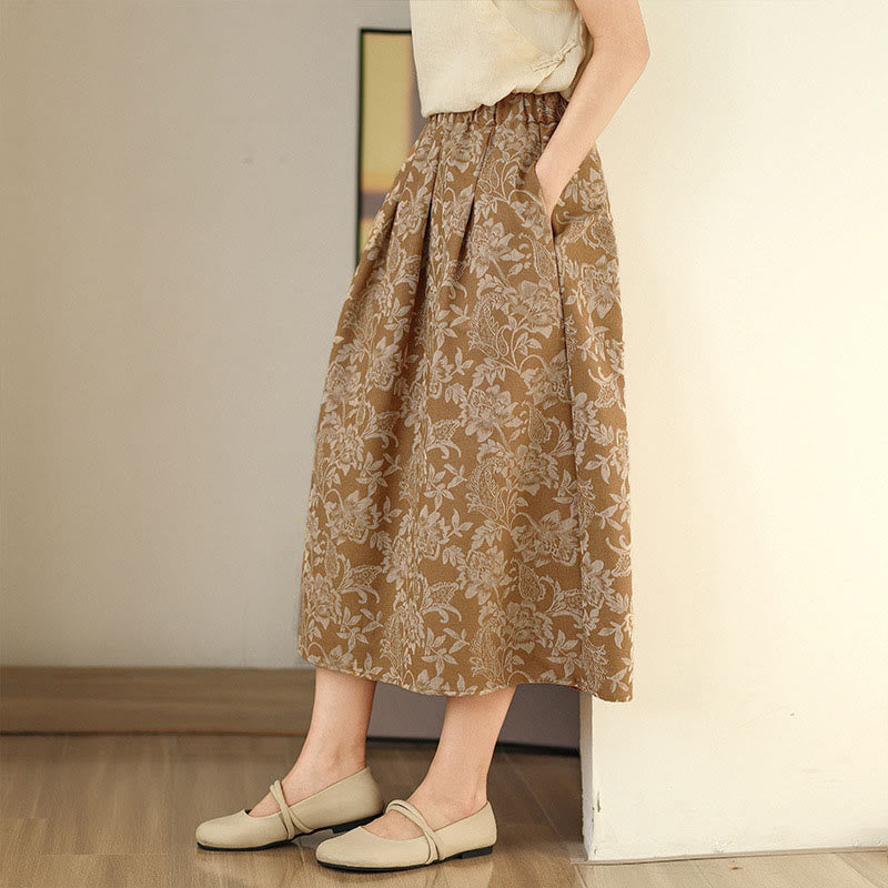 Buddha Stones Gonna da donna in cotone con elastico in vita, modello paisley con stampa floreale e tasche - image 12