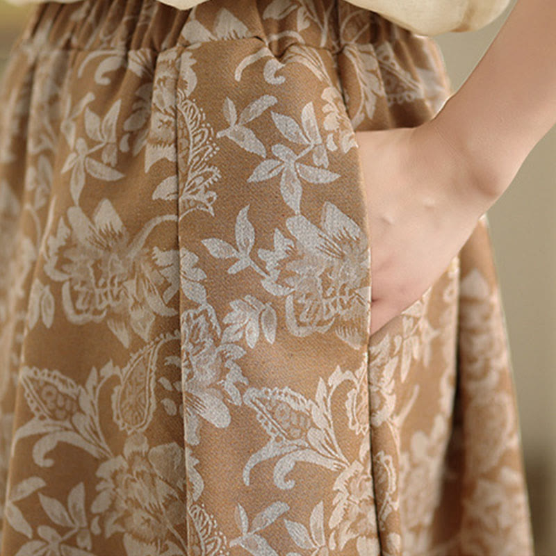 Buddha Stones Gonna da donna in cotone con elastico in vita, modello paisley con stampa floreale e tasche - image 15