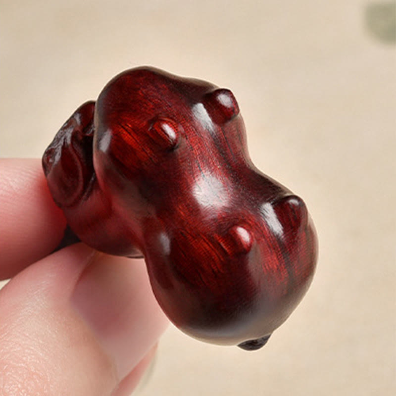 Buddha Stones Portachiavi con foglia piccola in sandalo rosso "Anno del cavallo" - image 3