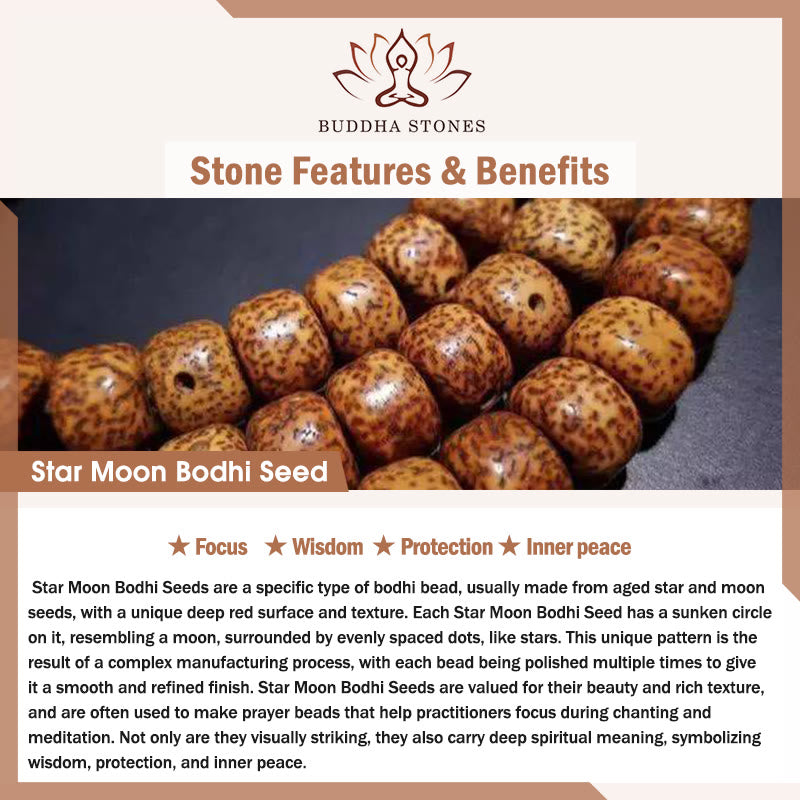 Buddha Stones Portachiavi con benedizione dei semi di Bodhi della stella e della luna del sandalo rosso dell'anno del cavallo - image 4