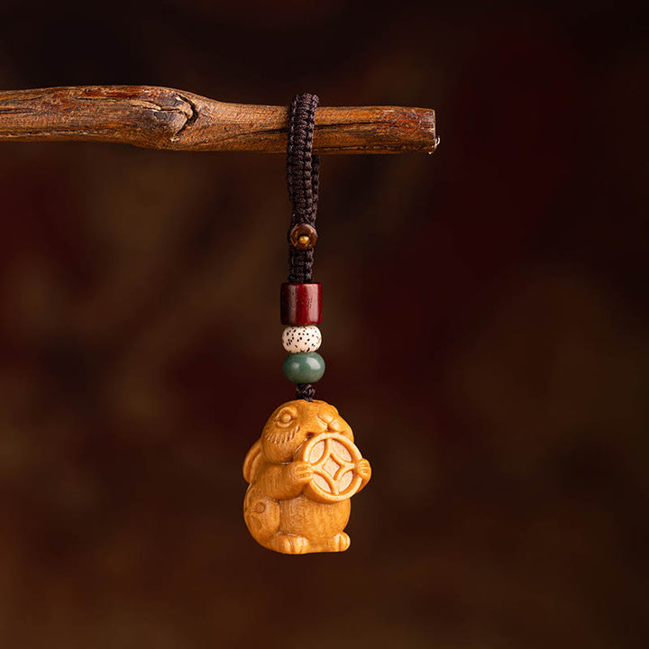 Buddha Stones Portachiavi con benedizione dei semi di Bodhi della stella e della luna del sandalo rosso dell'anno del cavallo - Coniglio di semi di Bodhi di stella e luna di sandalo rosso - image 16