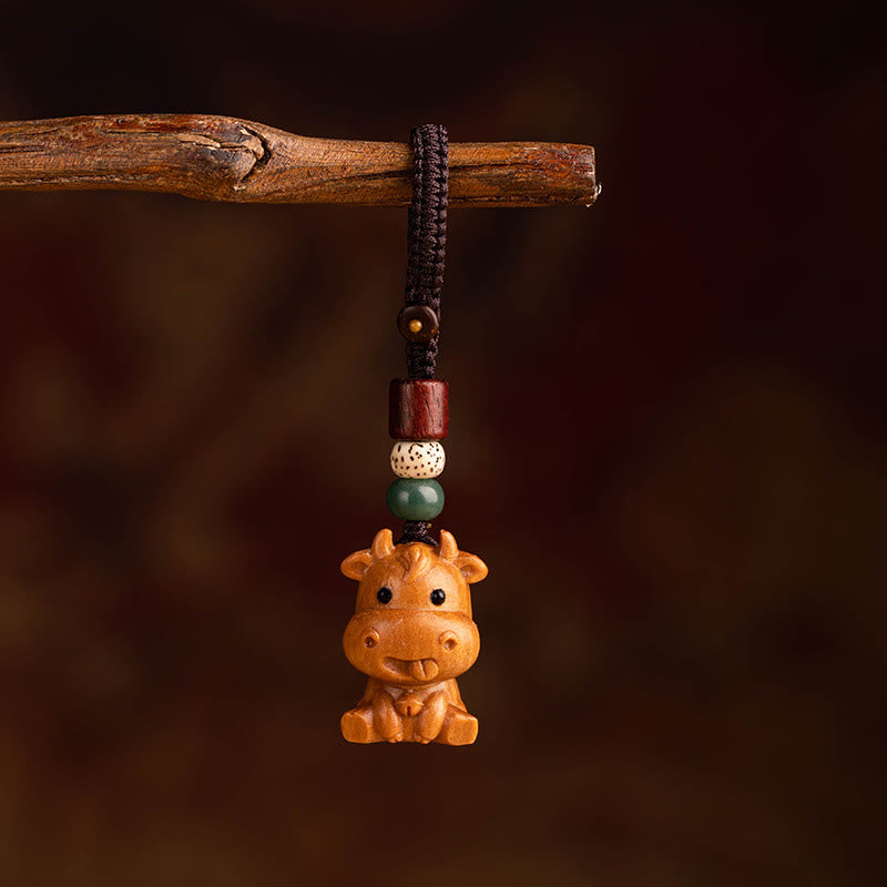 Buddha Stones Portachiavi con benedizione dei semi di Bodhi della stella e della luna del sandalo rosso dell'anno del cavallo - Sandalo rosso Stella Luna Bodhi Seed Ox - image 11