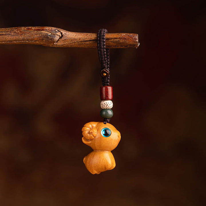 Buddha Stones Portachiavi con benedizione dei semi di Bodhi della stella e della luna del sandalo rosso dell'anno del cavallo - Sandalo rosso, stella, luna, seme di Bodhi, capra - image 32