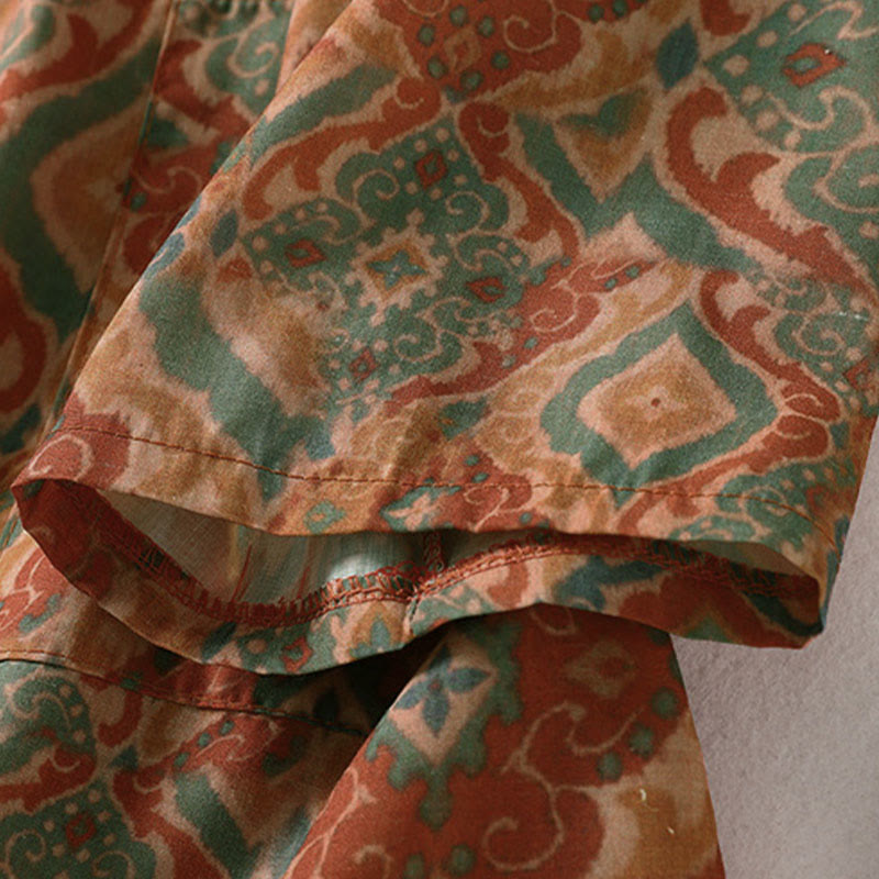 Buddha Stones Camicia da donna con colletto rialzato, maniche lunghe, bottoni cinesi e tasche, stampata - image 8