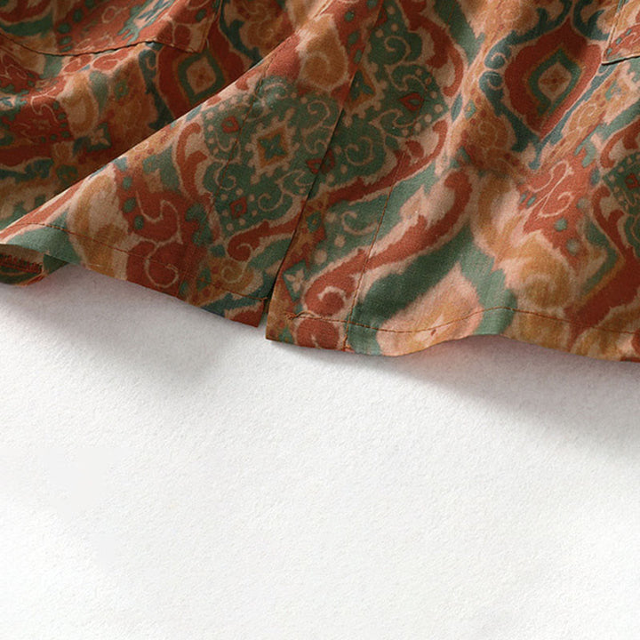 Buddha Stones Camicia da donna con colletto rialzato, maniche lunghe, bottoni cinesi e tasche, stampata - image 9