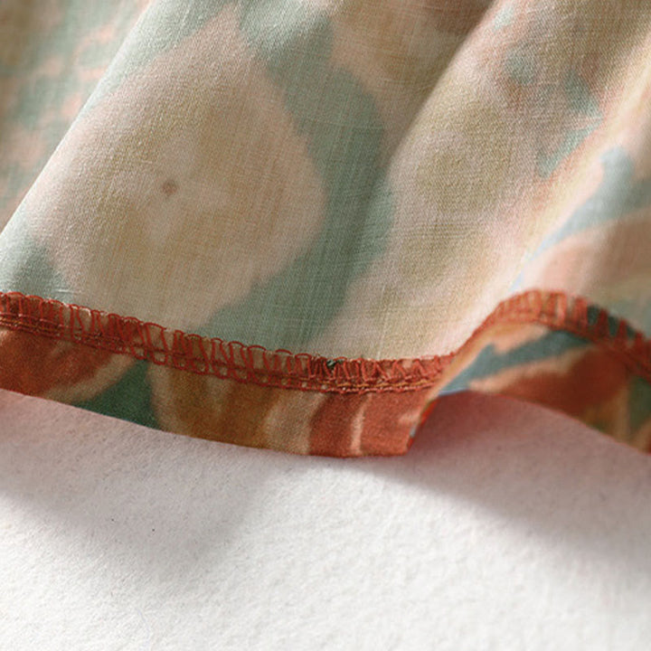 Buddha Stones Camicia da donna con colletto rialzato, maniche lunghe, bottoni cinesi e tasche, stampata - image 10