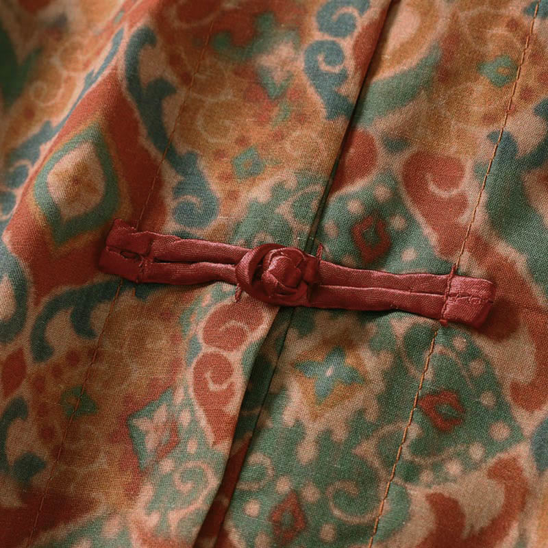 Buddha Stones Camicia da donna con colletto rialzato, maniche lunghe, bottoni cinesi e tasche, stampata - image 4