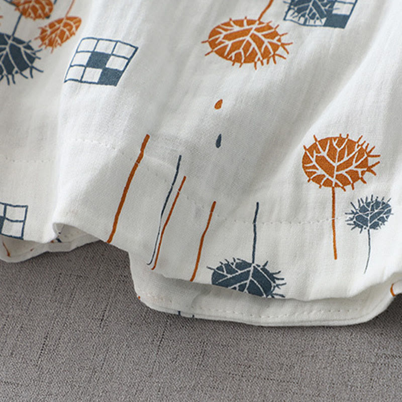 Buddha Stones Camicia da donna in cotone con maniche arricciate a tre quarti e design con bottoni stampati - image 8