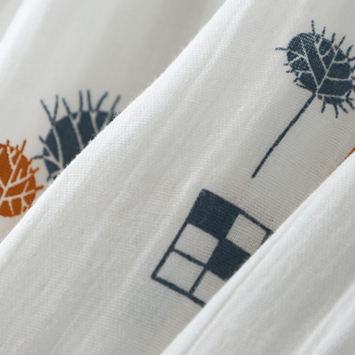 Buddha Stones Camicia da donna in cotone con maniche arricciate a tre quarti e design con bottoni stampati - image 6