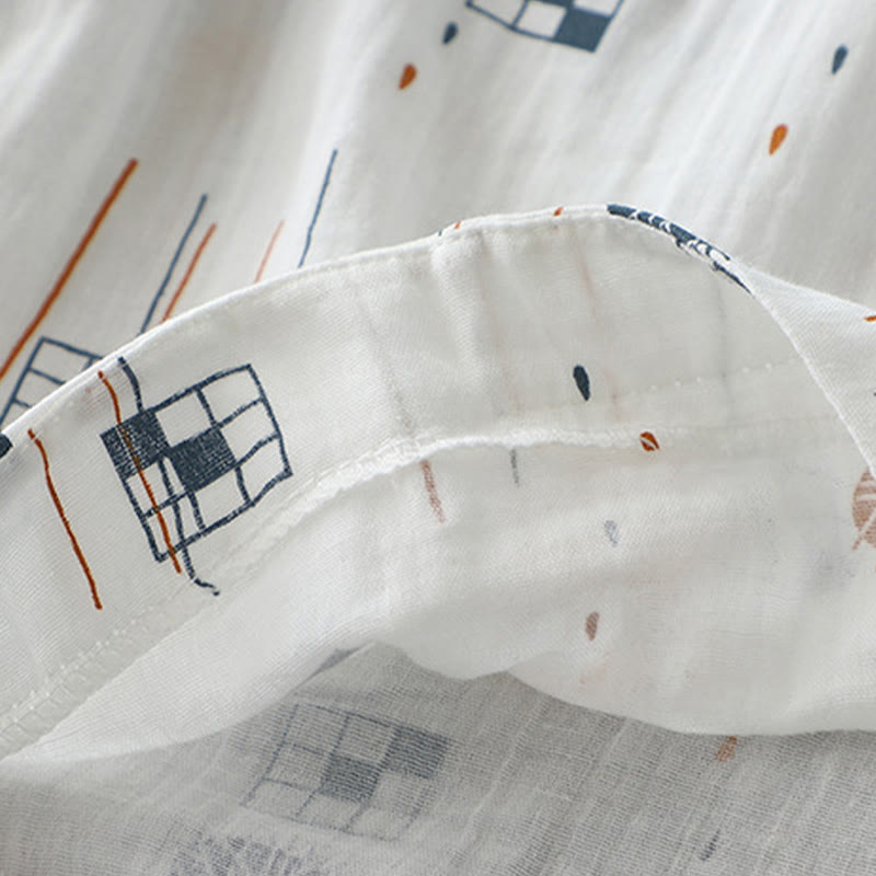 Buddha Stones Camicia da donna in cotone con maniche arricciate a tre quarti e design con bottoni stampati - image 9