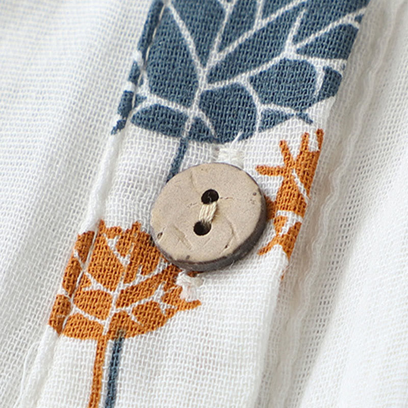 Buddha Stones Camicia da donna in cotone con maniche arricciate a tre quarti e design con bottoni stampati - image 5