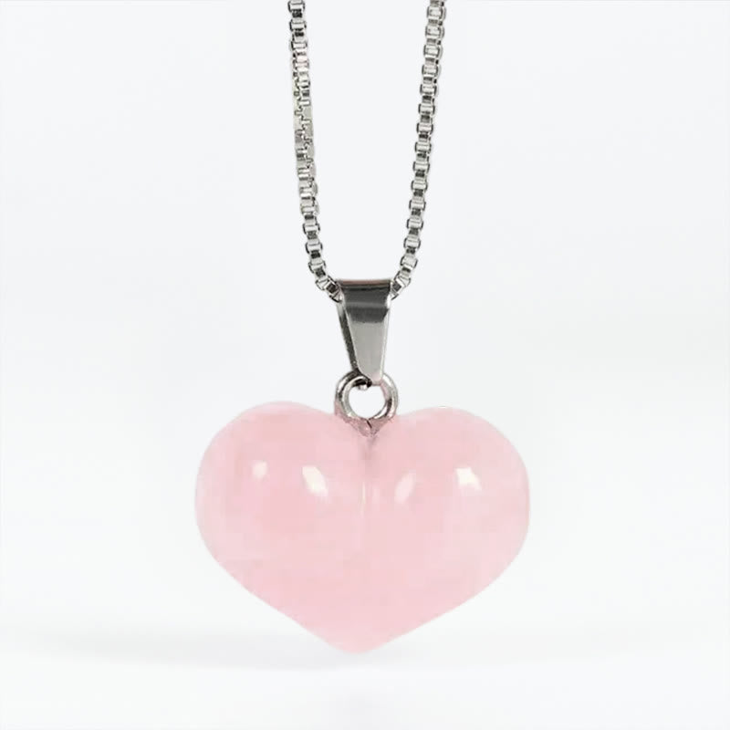 Collana con ciondolo a forma di cuore in Buddha Stones, ametista, topazio, cristallo rosa, opale, occhio di tigre, cristallo bianco, diaspro rosso, amazzonite, avventurina verde, ossidiana nera, citrino. - Cristallo rosa - image 12