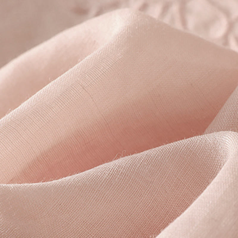 Buddha Stones Camicia da donna a maniche corte con colletto a tacca e motivo floreale con ricami estivi - image 21