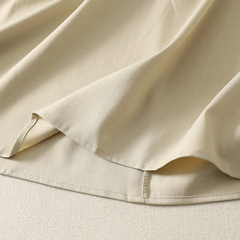 Buddha Stones Abito midi da donna in cotone con maniche lunghe, allacciato, bottoni a metà, collo alto e tasche - image 10