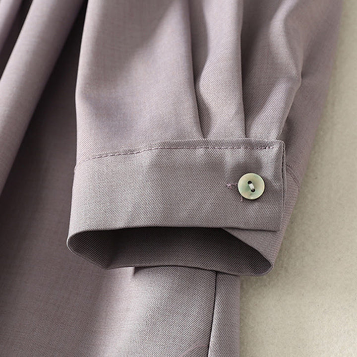 Buddha Stones Abito midi da donna in cotone con maniche lunghe, allacciato, bottoni a metà, collo alto e tasche - image 14