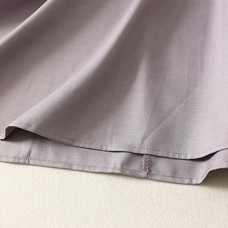 Buddha Stones Abito midi da donna in cotone con maniche lunghe, allacciato, bottoni a metà, collo alto e tasche - image 15