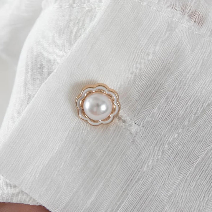 Buddha Stones Abito midi in cotone da donna con maniche lunghe, bottoni e revers, in patchwork di pizzo, con lacci - image 10