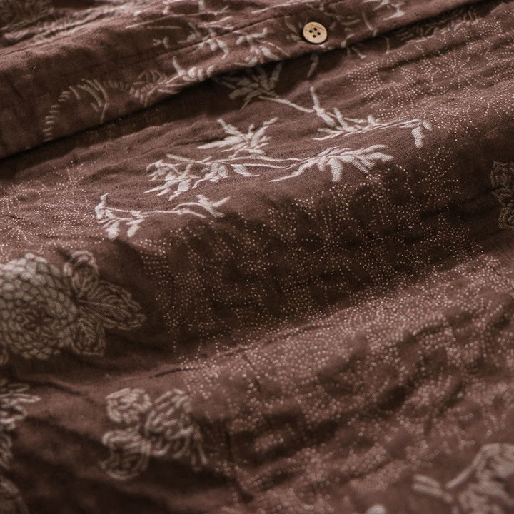 Buddha Stones Abito midi da donna in cotone con maniche lunghe, bottoni e tasche, motivo floreale in bambù - image 13